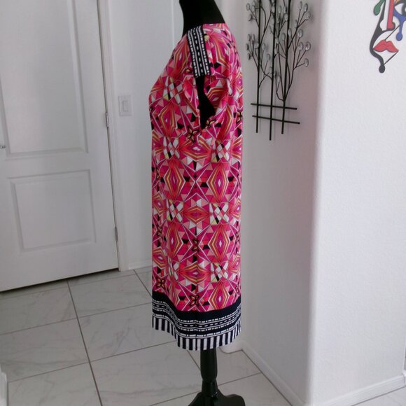 Laundry Shelli Segal Pucci Inspired Print Sheath Dress S Bright Pink Navy Blue - Picture 9 of 13